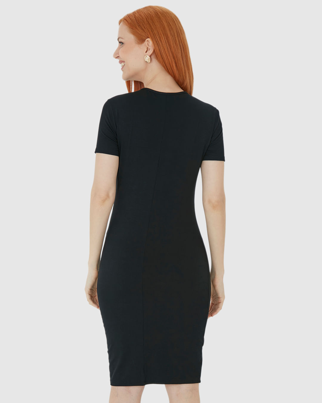 Vestido Básico Feminino Manga Curta Em Viscose Stretch - Imagem 15