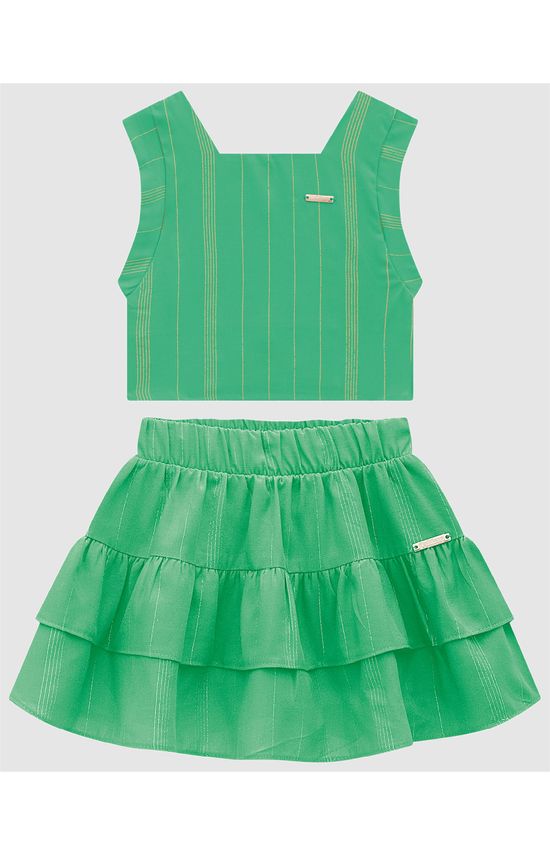Conjunto Menina Blusa E Saia Em Viscose Lurex - Carinhoso