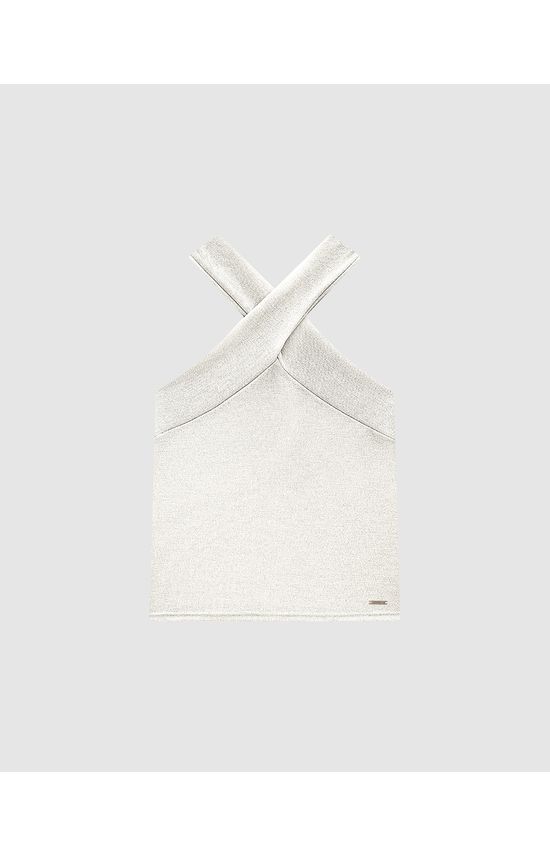 Blusa Justa Feminina Decote Transpassado Em Malha Crepe Lurex - ENFIM