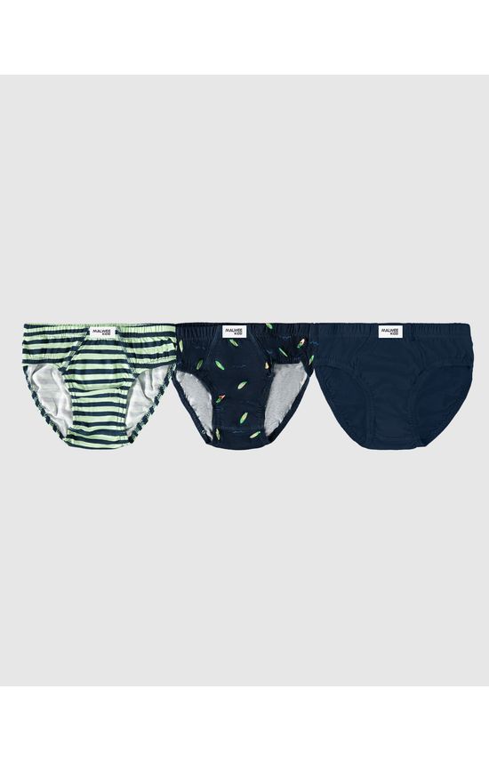 Kit 3 Cuecas Slip Infantis Menino Em Algodão Malwee Kids