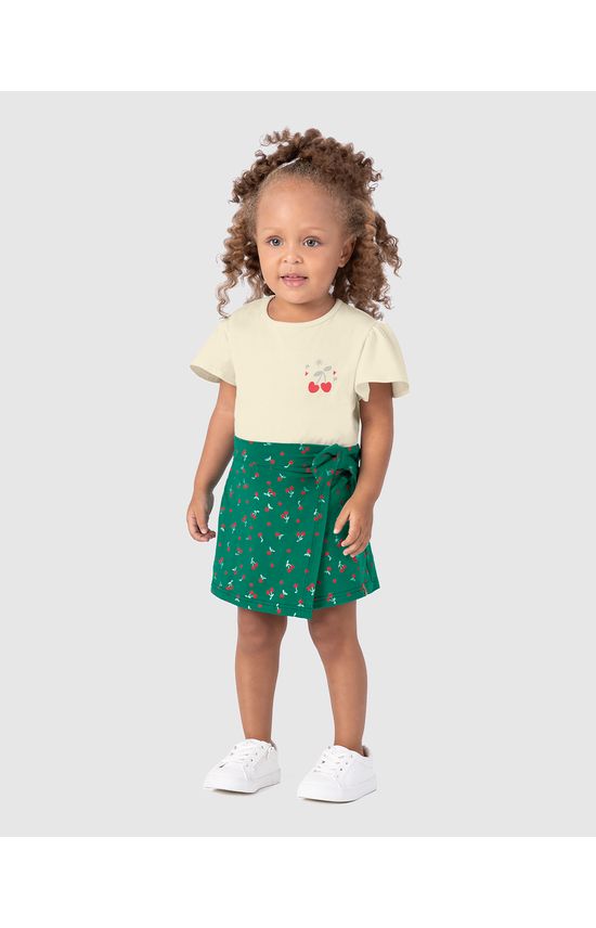 Conjunto Infantil Menina Blusa E Shorts Saia Em Algodão Malwee Kids