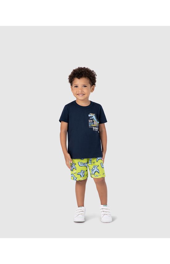 Conjunto Infantil Menino Tem Um Dino Na Cidade Em Algodão Malwee Kids