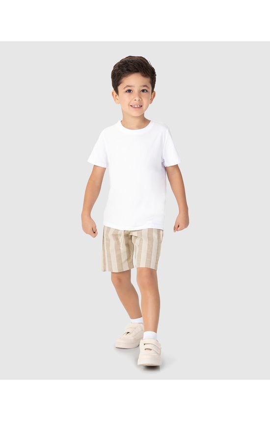 Bermuda Infantil Menino Listrado Bolso Embutido Com Botão Malwee Kids