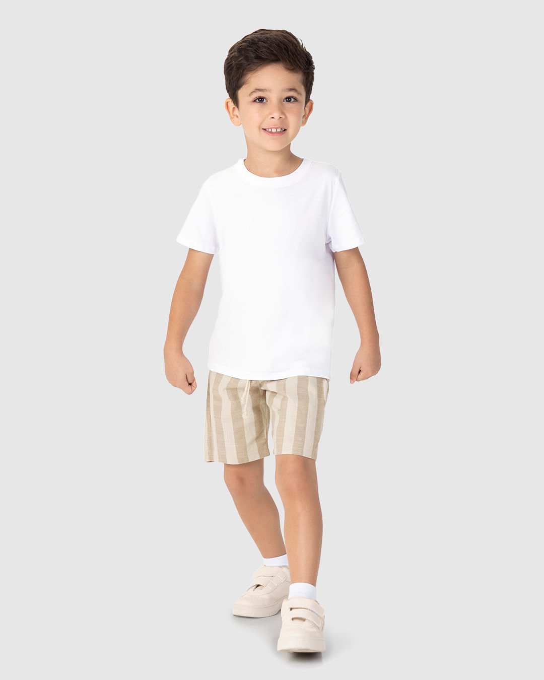 Bermuda Infantil Menino Listrado Bolso Embutido Com Botão Malwee Kids - Imagem 7