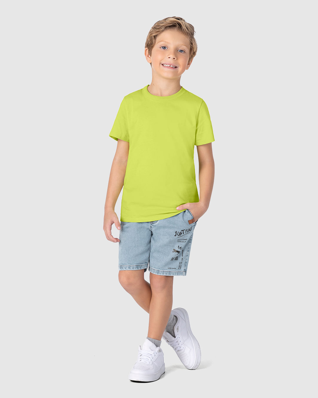 Bermuda Infantil Menino Estampa Just Fun Em Jeans Moletom Malwee Kids - Imagem 13