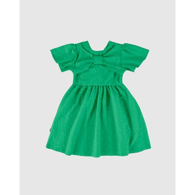 Vestido Infantil Laço Frontal Em Laise Algodão Malwee Kids