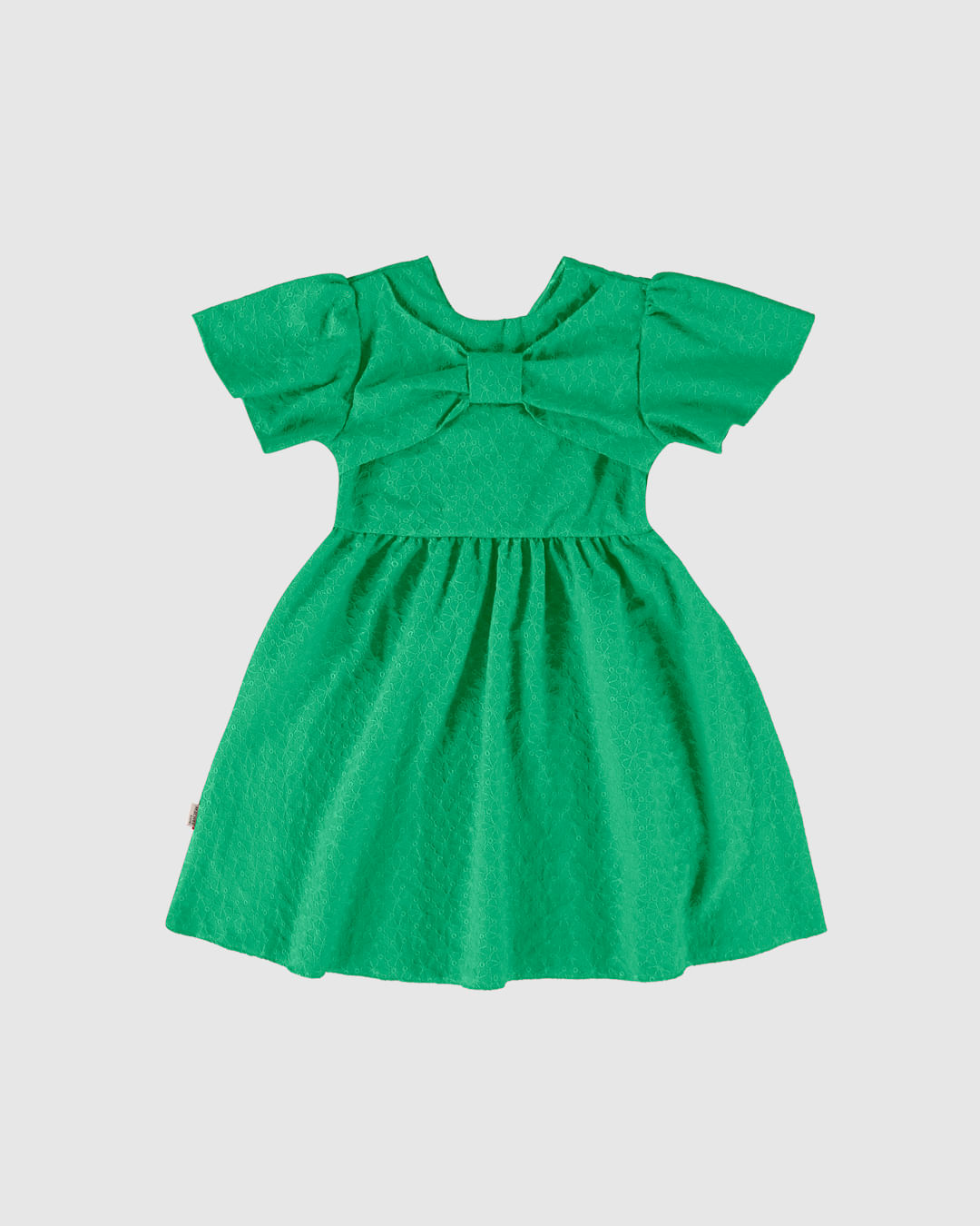 Vestido Infantil Laço Frontal Em Laise Algodão Malwee Kids