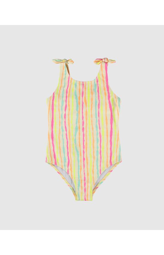 Maiô Infantil Menina Listrado Em Malha Texturizada UV50+ Malwee Kids