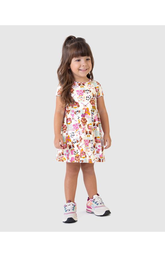 Vestido Infantil Estampa Cachorro Em Algodão Malwee Kids