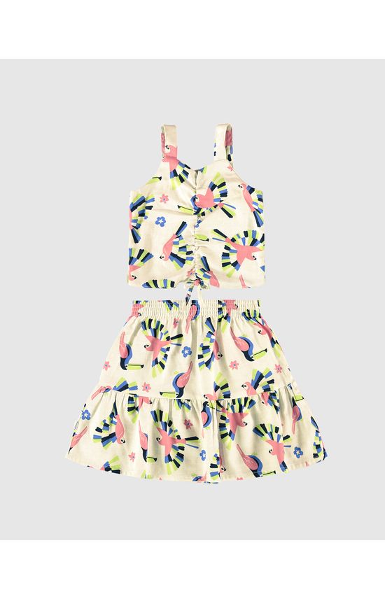 Conjunto Infantil Menina Cropped E Saia Estampado Malwee Kids