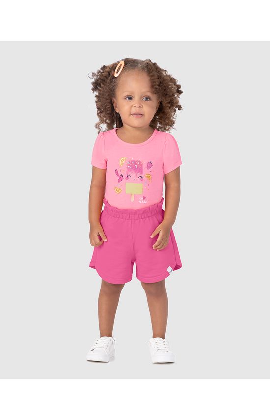 Conjunto Infantil Menina Blusa Estampa Com Glitter Malha Rajada Malwee Kids