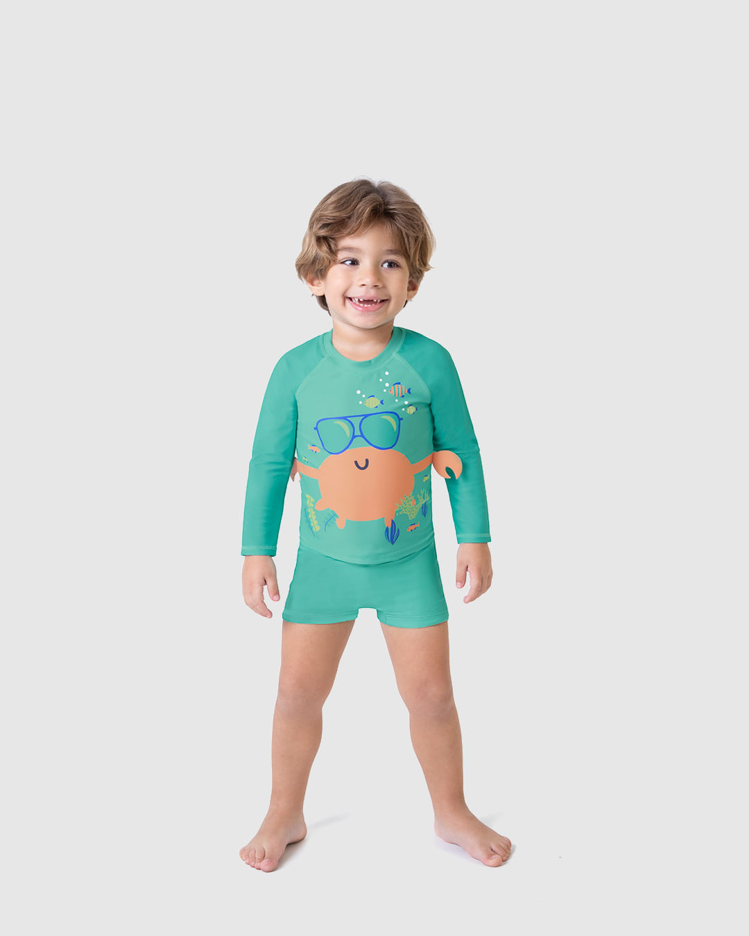 Camiseta Praia Infantil Unissex Com Aplique Manga Longa Malha UV50+ Malwee Kids - Imagem 7