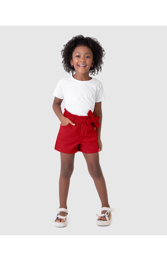 Shorts Infantil Menina Amplo Em Sarja Com Elastano Malwee Kids