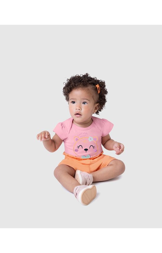 Conjunto Infantil Menina Body Cadê Minha Ursinha? Em Algodão Malwee Kids