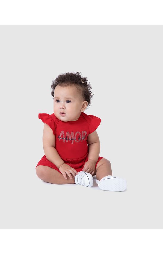 Conjunto Infantil Menina Body Estampa Com Glitter Em Algodão Malwee Kids