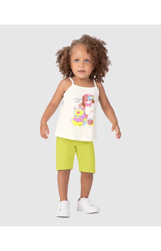 Conjunto Infantil Menina Regata Alça Fina Com Estampa Em Algodão Malwee Kids