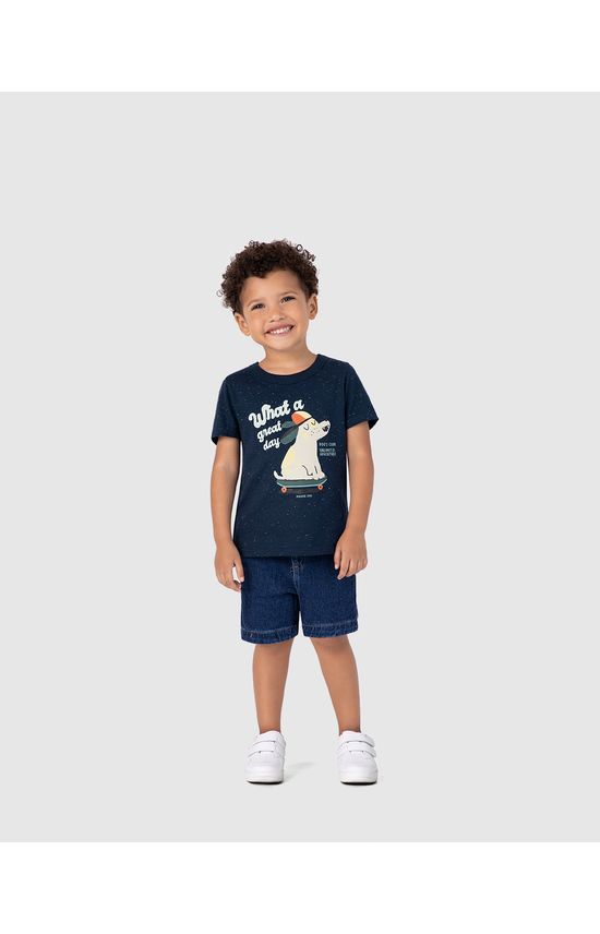 Camiseta Infantil Menino What A Great Day Em Malha Botonê Malwee Kids