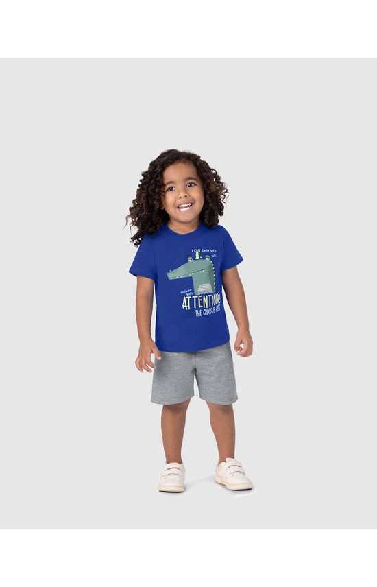 Conjunto Infantil Menino Camiseta Attention! Em Algodão Malwee Kids
