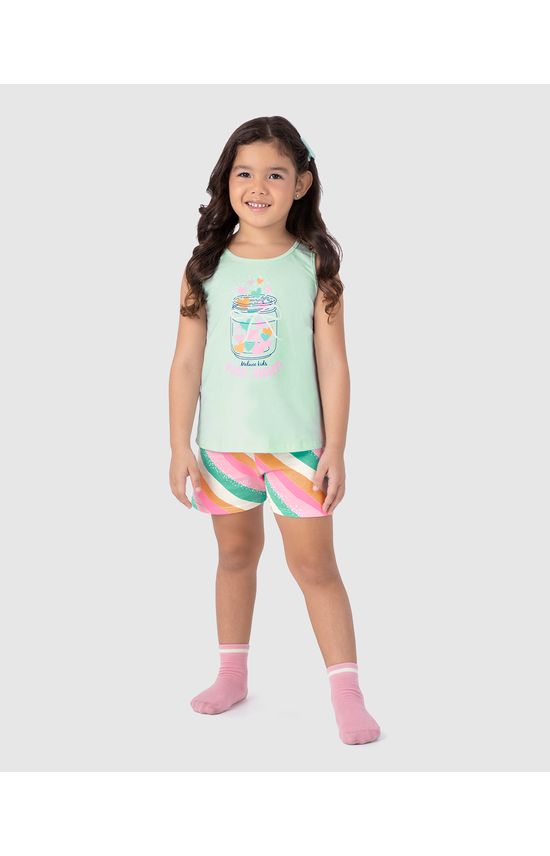 Pijama Infantil Menina Regata E Shorts Estampado Em Algodão Malwee Kids