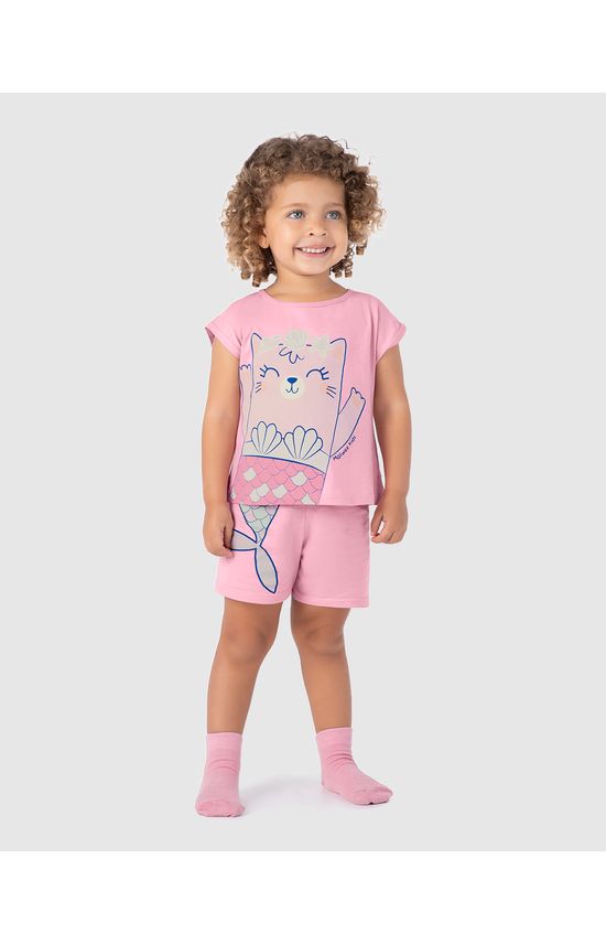 Pijama Infantil Menina Estampa Brilha No Escuro Em Algodão Malwee Kids