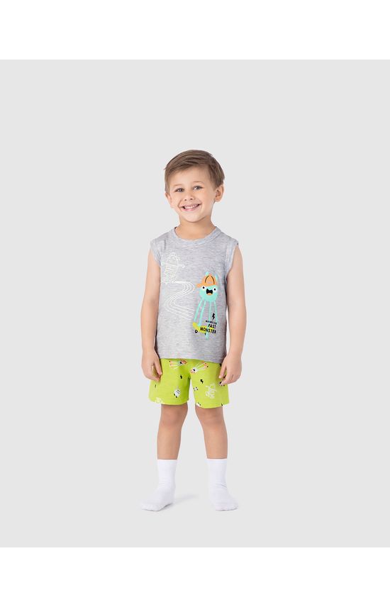 Pijama Infantil Menino Regata E Shorts Estampa Brilha No Escuro Malwee Kids