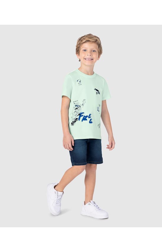Camiseta Infantil Menino Estampa Lettering Free Em Algodão Malwee Kids