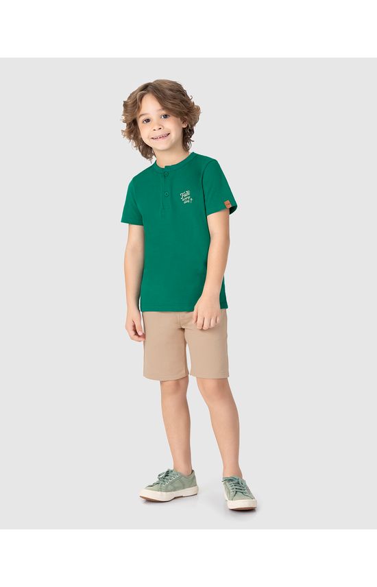 Conjunto Infantil Menino Camiseta Peitilho Frontal Em Algodão Malwee Kids