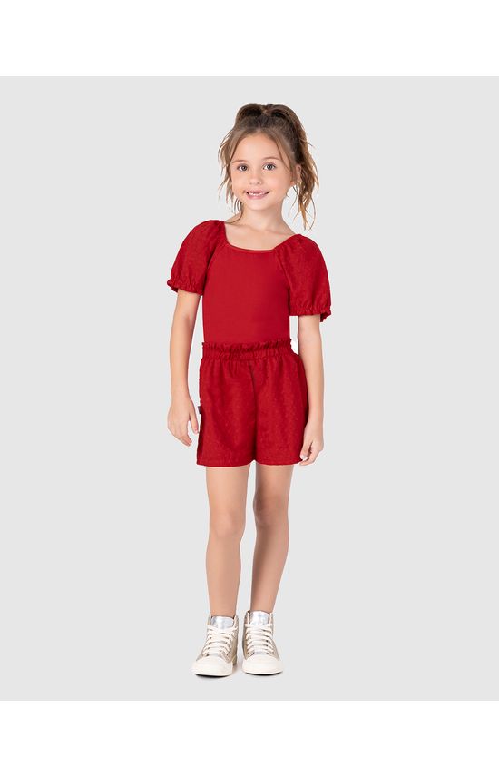 Blusa Infantil Menina Manga Bufante Em Laise Algodão Malwee Kids