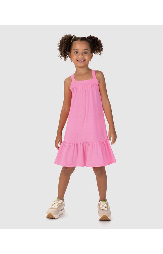 Vestido Infantil Decote Reto Em Malha Rajada Malwee Kids