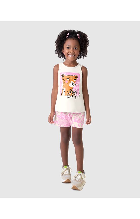Conjunto Infantil Menina Regata Estampa Love Fun + Glitter Malwee Kids