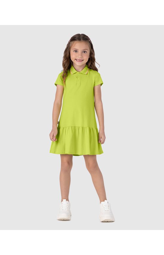 Vestido Polo Infantil Gola Retilínea Em Algodão Malwee Kids