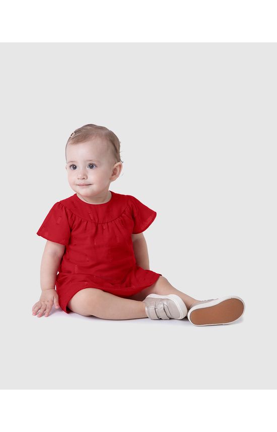 Vestido Infantil Manga Ampla Em Plumetis Brilho Malwee Kids