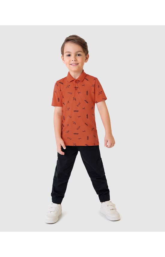 Camisa Polo Infantil Menino Estampada Em Algodão Malwee Kids