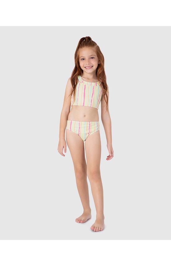 Biquíni Infantil Menina Listrado Em Malha Texturizada UV50+ Malwee Kids