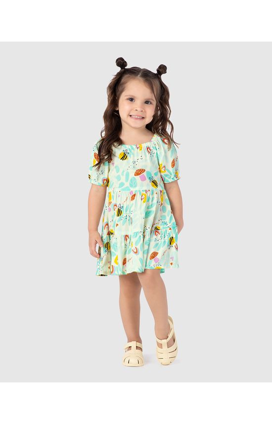 Vestido Infantil Marias Babado Em Viscose Malwee Kids