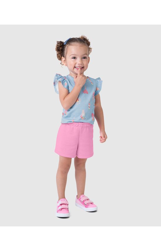 Conjunto Infantil Menina Blusa Estampada Em Algodão Malwee Kids