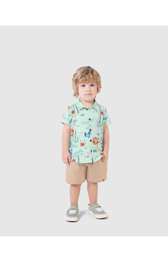 Conjunto Infantil Menino Camisa Estampada Em Algodão Malwee Kids