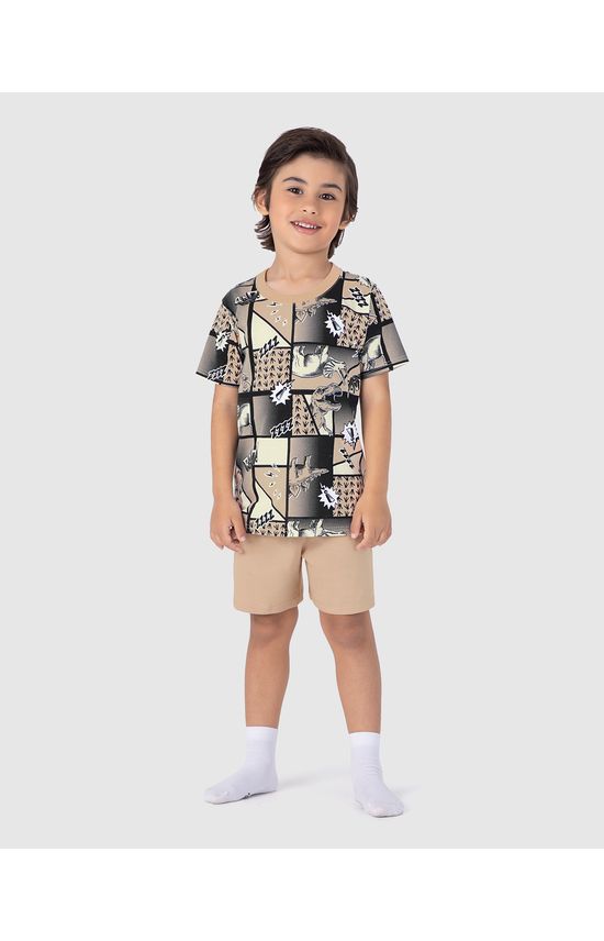 Pijama Infantil Menino Camiseta Estampa Corrida Em Algodão Malwee Kids