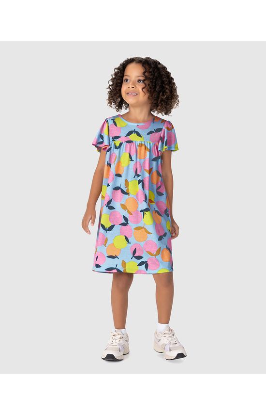 Vestido Infantil Evasê Frutas Em Algodão Malwee Kids