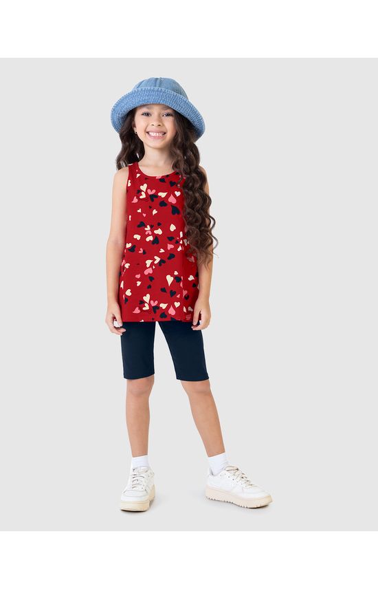 Conjunto Infantil Menina Regata Estampada E Bermuda Em Algodão Malwee Kids