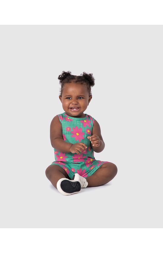 Macaquinho Infantil Menina Estampado Em Algodão Malwee Kids