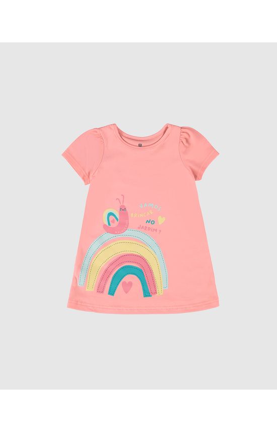 Vestido Infantil Manga Curta Vamos Brincar No Jardim? Em Algodão Malwee Kids