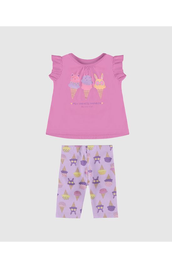 Conjunto Infantil Menina Meu Sorvete Favorito Em Algodão Malwee Kids
