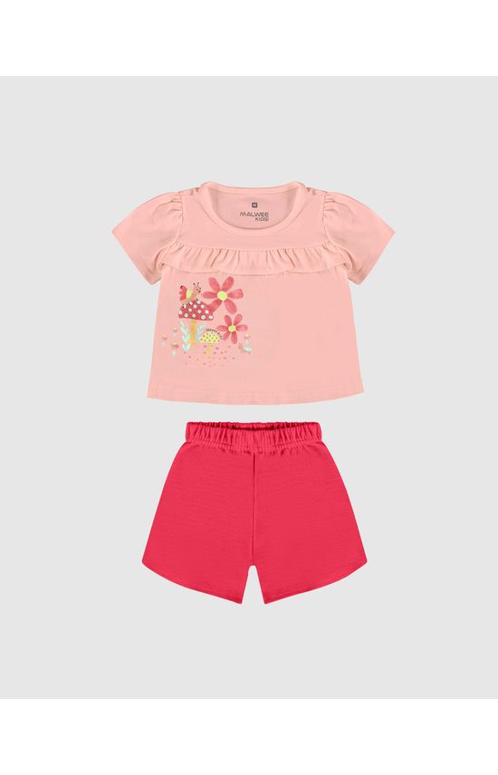 Conjunto Infantil Menina Estampa + Glitter Em Algodão Malwee Kids