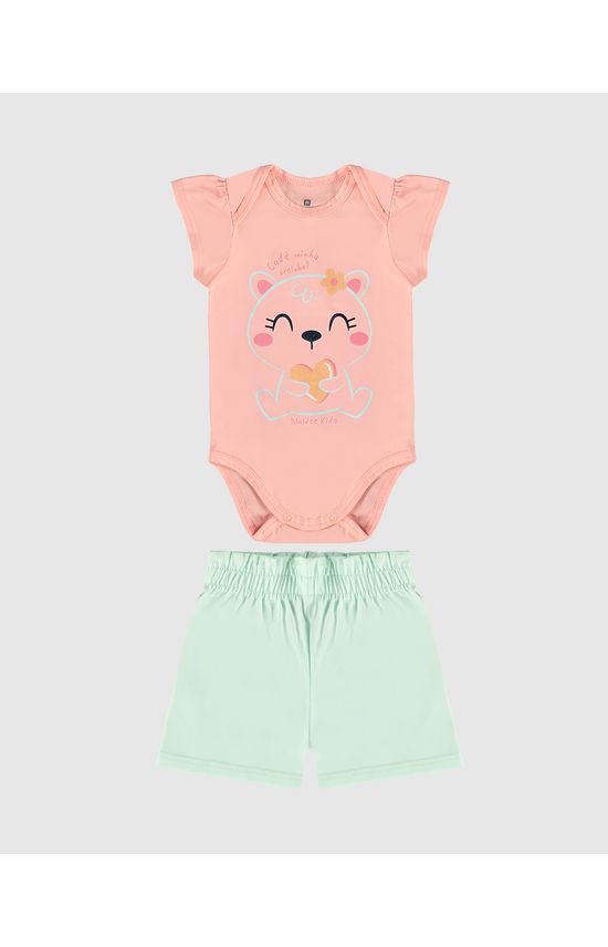 Conjunto Infantil Menina Body Cadê Minha Ursinha? Em Algodão Malwee Kids