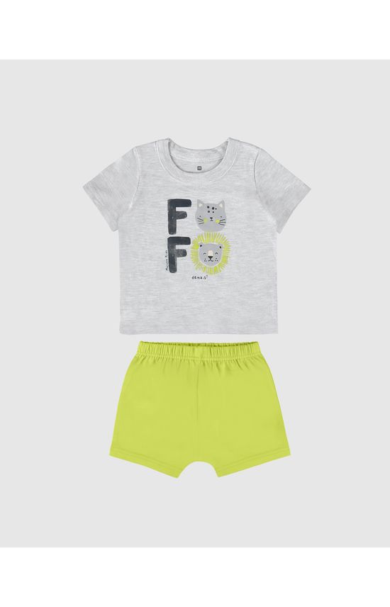 Conjunto Infantil Menino Camiseta Estampa Frontal Em Algodão Malwee Kids