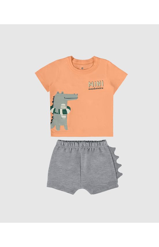 Conjunto Infantil Menino Bermuda Com Aplique Interativo Malwee Kids