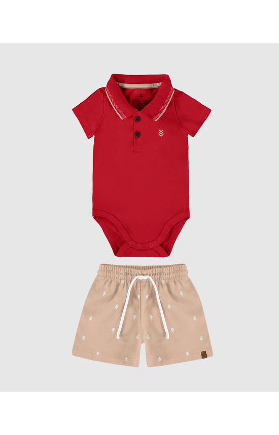 Conjunto Infantil Menino Body Polo Em Algodão Malwee Kids