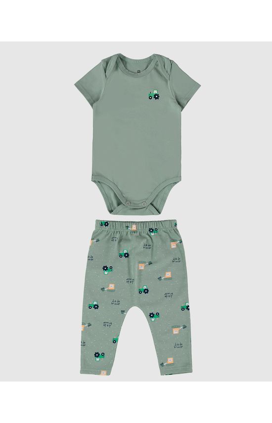 Conjunto Infantil Menino Body E Calça Saruel Em Algodão Malwee Kids