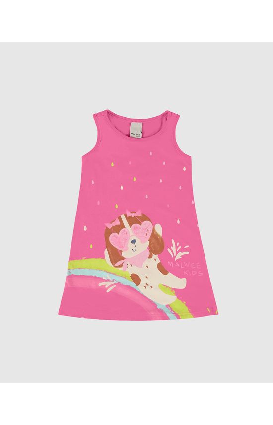Vestido Infantil Evasê Com Estampa Em Algodão Malwee Kids